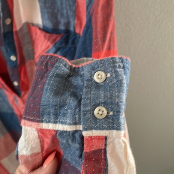 Blue and red button down tunic - Picture 3 of 4